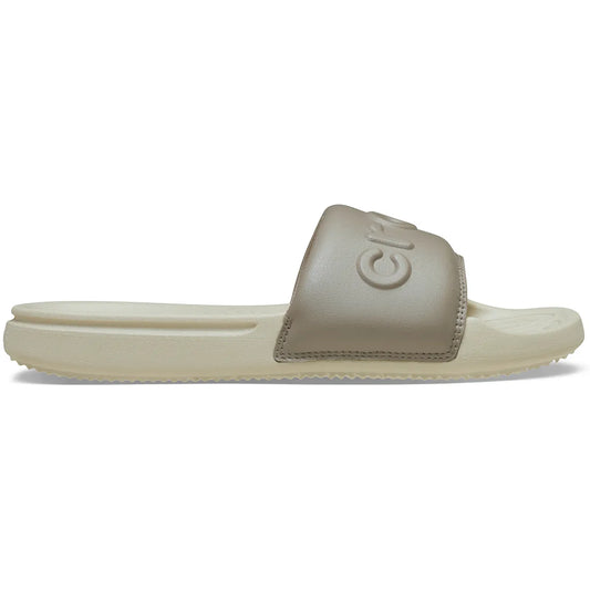 crocs all day slide women πλάγια όψη εξωτερική πλευρά, χρώμα bone/taupe