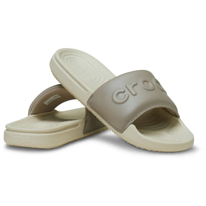 crocs all day slide women όψη 3/4 εσωτερική πλευρά, χρώμα bone/taupe