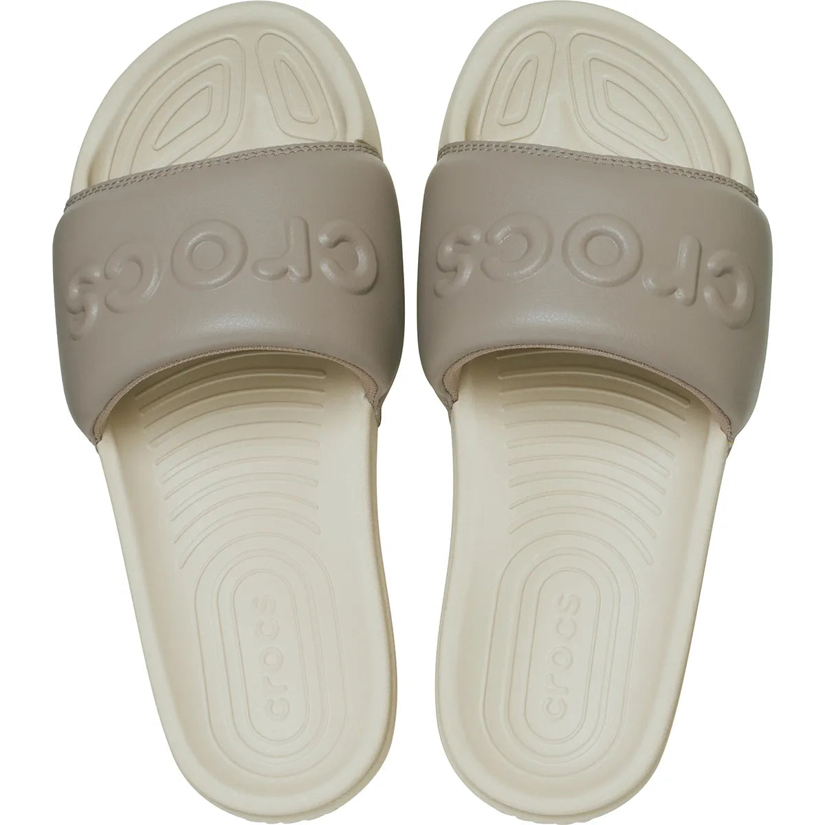 crocs all day slide women πάνω όψη ζευγάρι, χρώμα bone/taupe