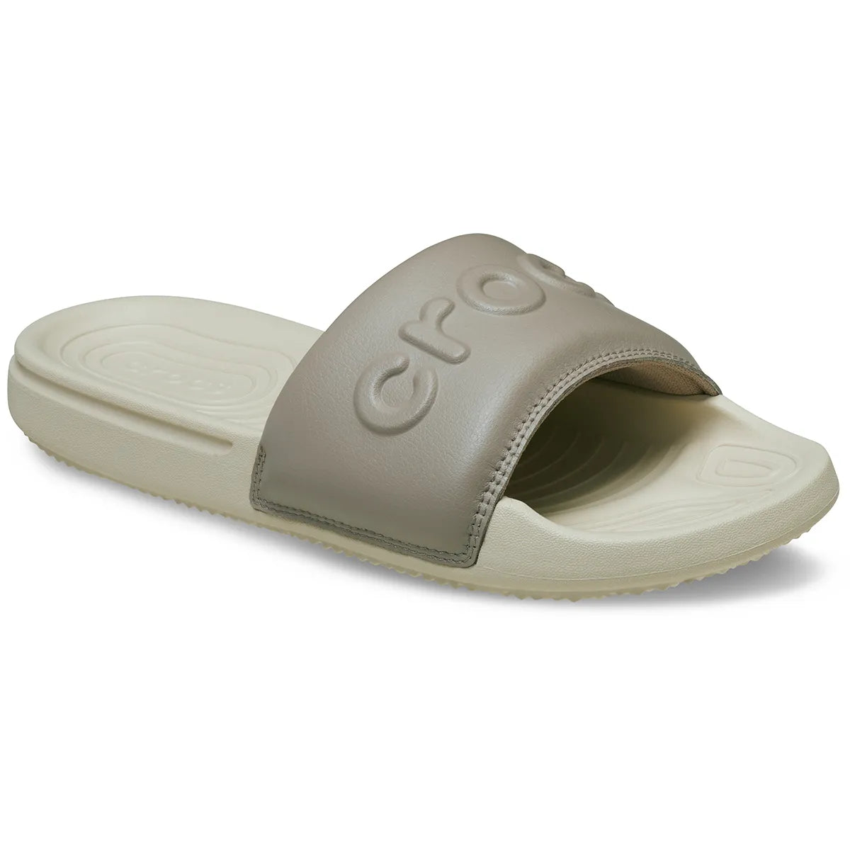 crocs all day slide women όψη 3/4 εξωτερική πλευρά, χρώμα bone/taupe