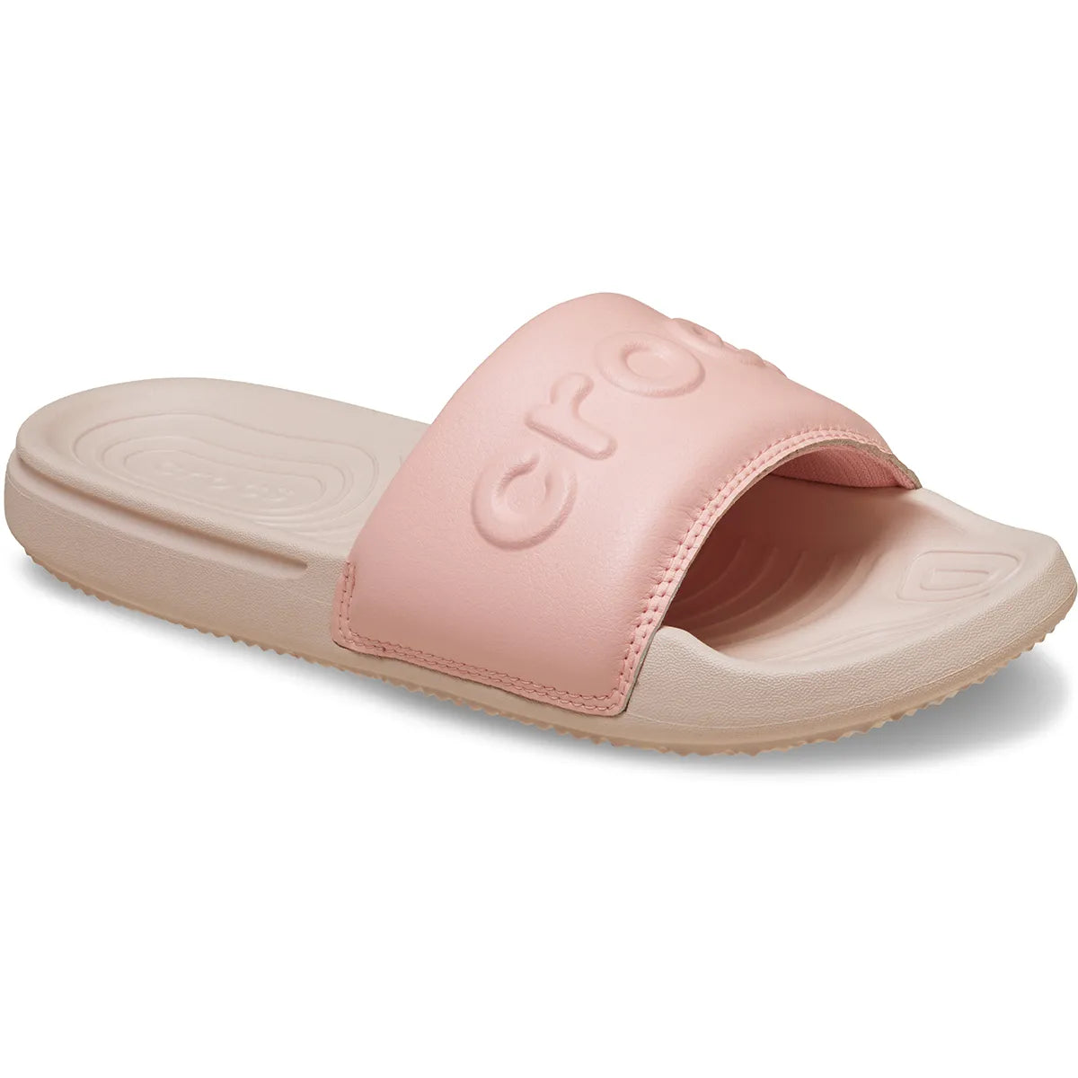 crocs all day slide women όψη 3/4 εξωτερική πλευρά, χρώμα powder Pink