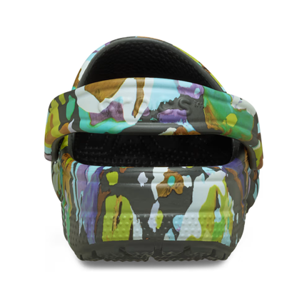 Crocs Classic Painted Clog Floral με ρυθμιζόμενο λουράκι φτέρνας, πίσω προβολή