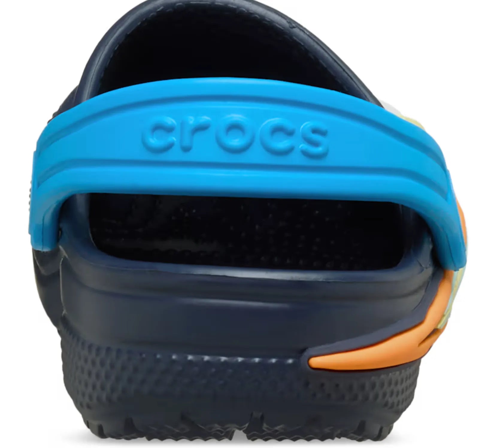  Ζευγάρι Crocs Classic UFO Lights Clog T μπλε, πίσω όψη με το περιστρεφόμενο λουράκι