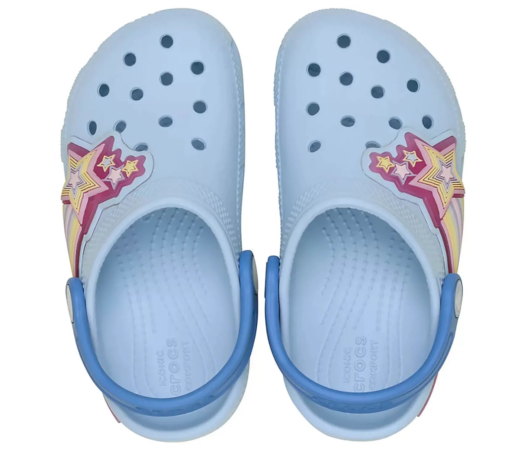  Crocs Classic Star Lights Clog T μωβ, πλευρική όψη από πάνω με φωτιζόμενο αστέρι