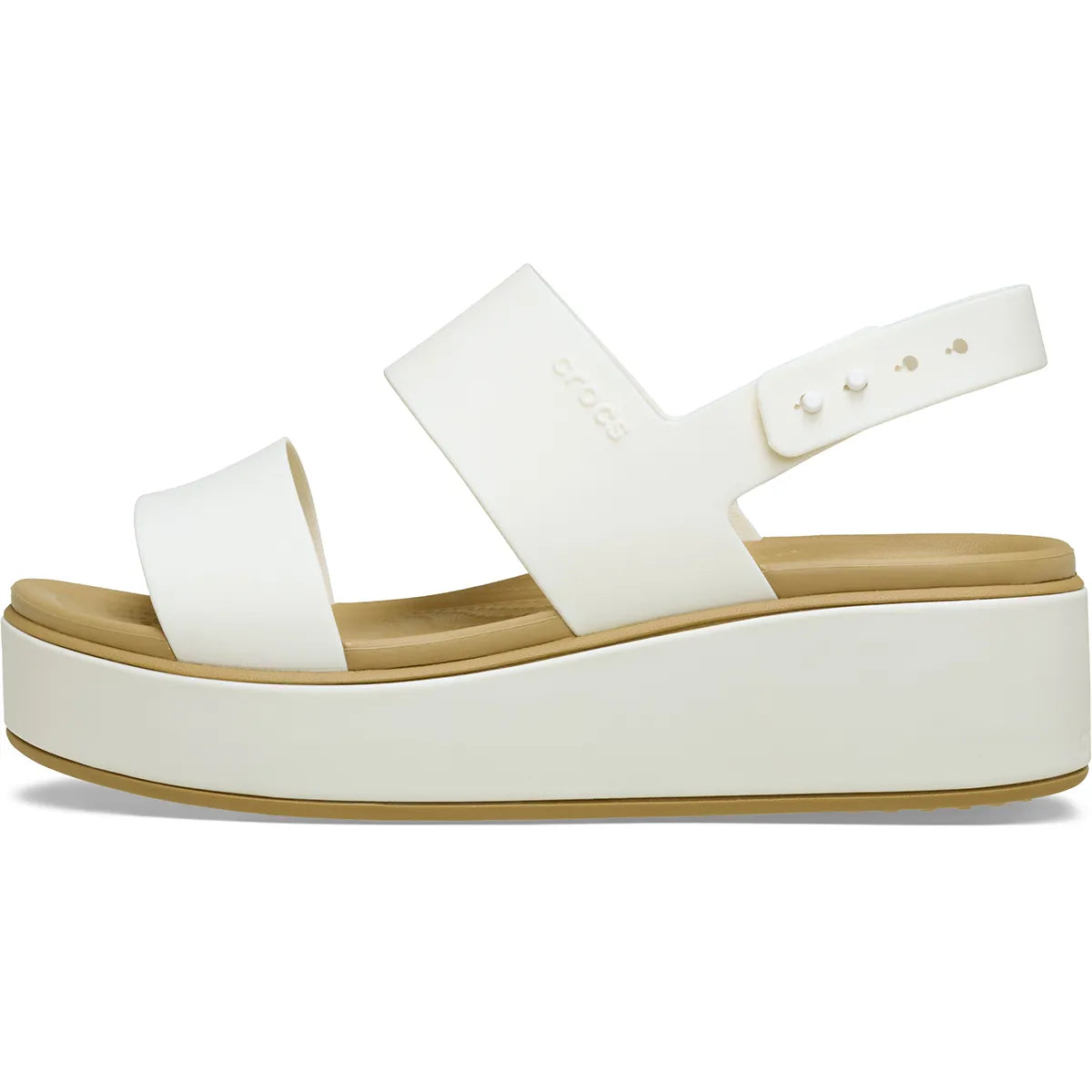 crocs brooklyn matte wrap low wedge πλάγια όψη εξωτερική πλευρά no2, μπεζ χρώμα