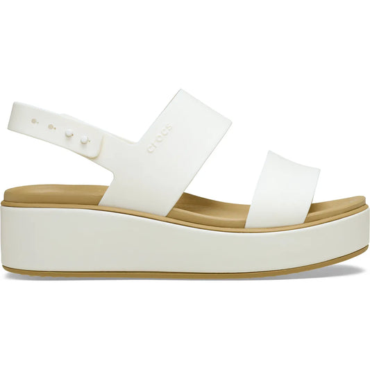 crocs brooklyn matte wrap low wedge πλάγια όψη εξωτερική πλευρά, μπεζ χρώμα