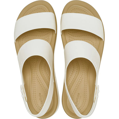 crocs brooklyn matte wrap low wedge πάνω όψη ζευγάρι, μπεζ χρώμα
