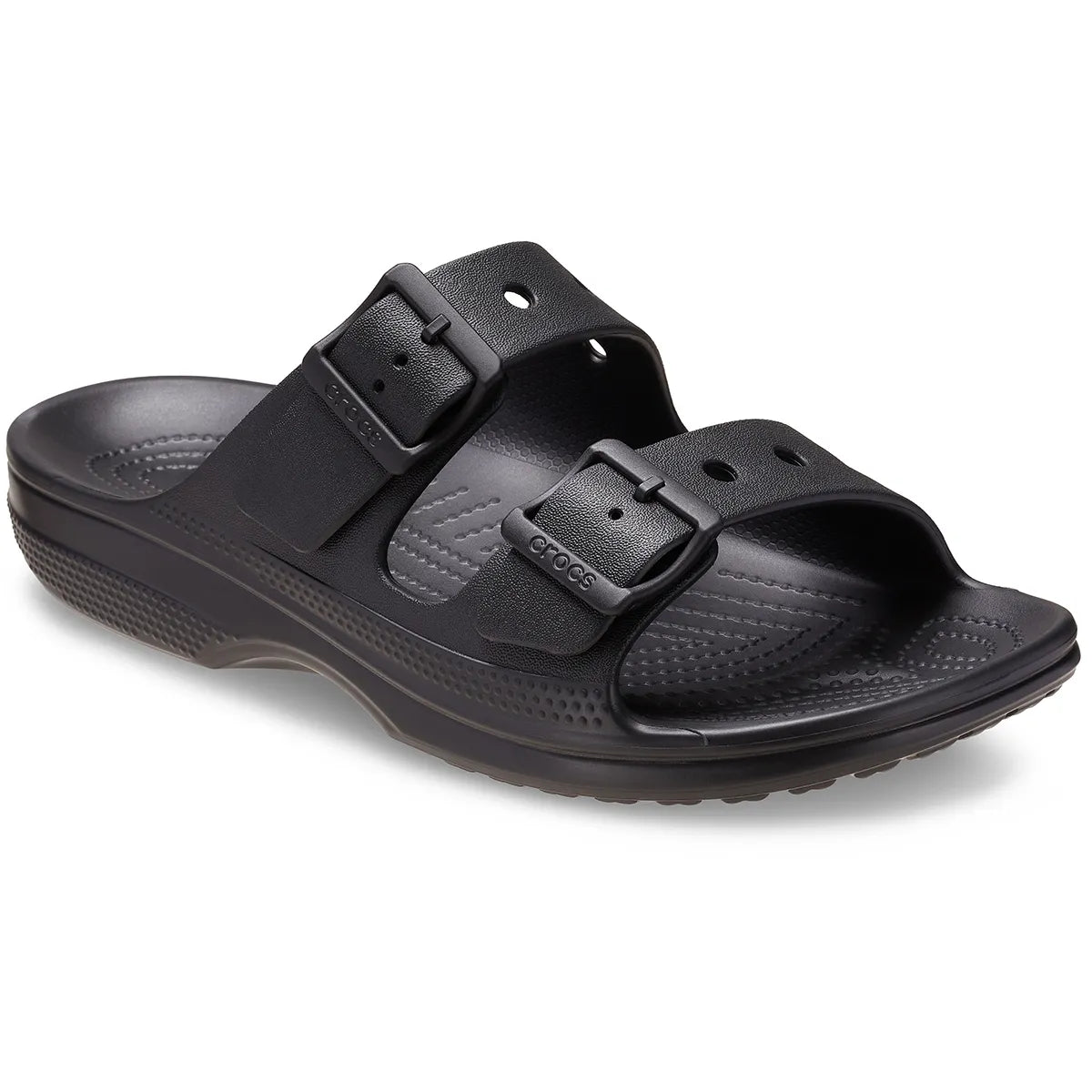 crocs mens saturday sandals όψη 3/4 εξωτερική πλευρά, μαύρο χρώμα