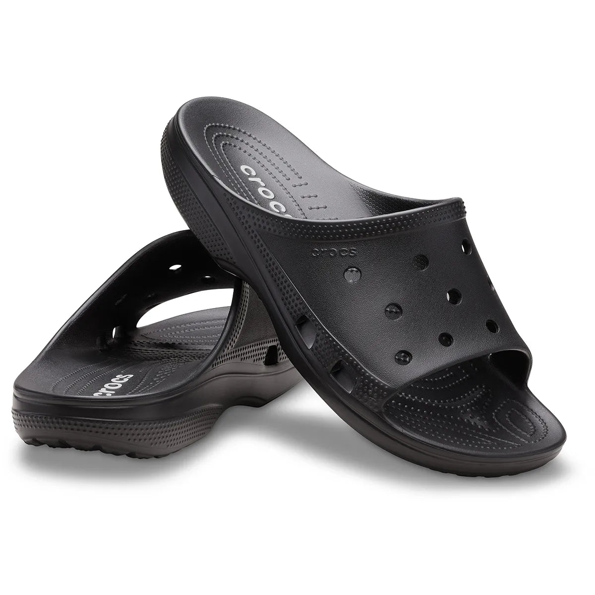 crocs saturday mens slide όψη 3/4 εσωτερική πλευρά, μαύρο χρώμα