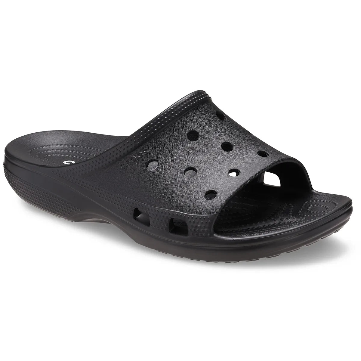 crocs saturday mens slide όψη 3/4 εξωτερική πλευρά, μαύρο χρώμα