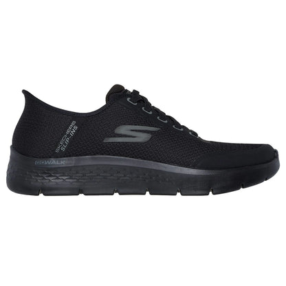 skechers go walk flex netro slip ins πλάγια όψη εξωτερική πλευρά, μαύρο χρώμα