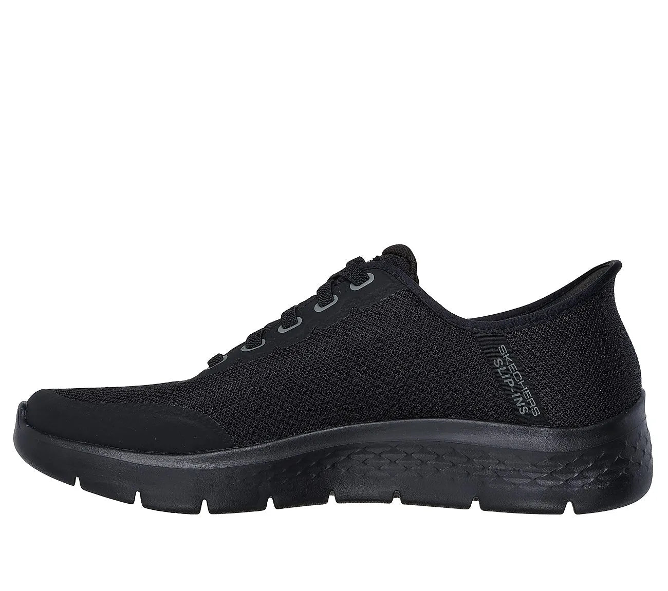 skechers go walk flex netro slip ins πλάγια όψη εσωτερική πλευρά, μαύρο χρώμα