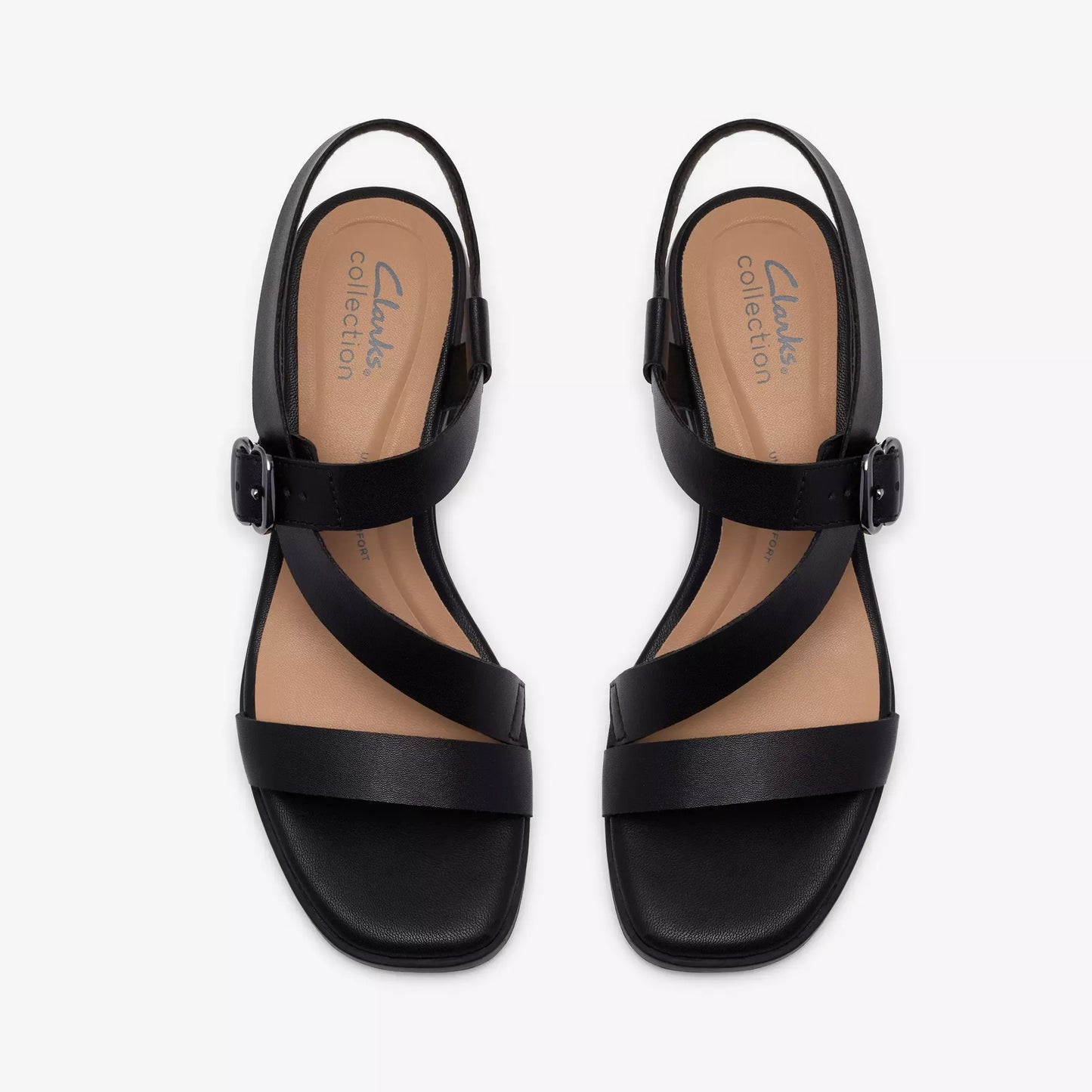 clarks jaylan sol black leather πάνω όψη ζευγάρι