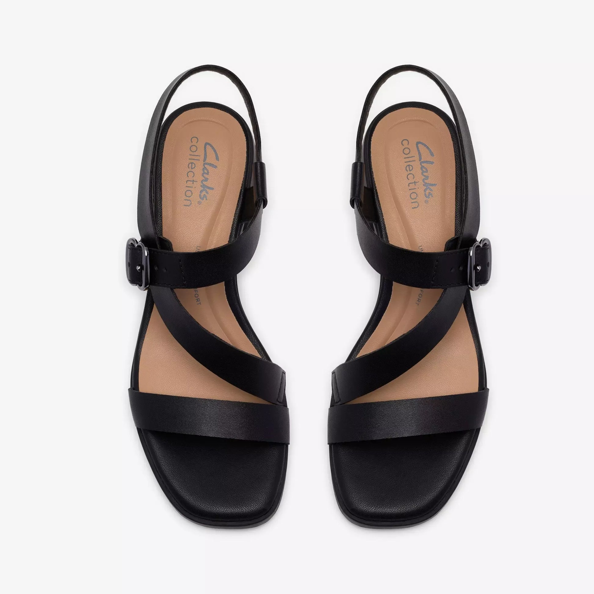 clarks jaylan sol black leather πάνω όψη ζευγάρι