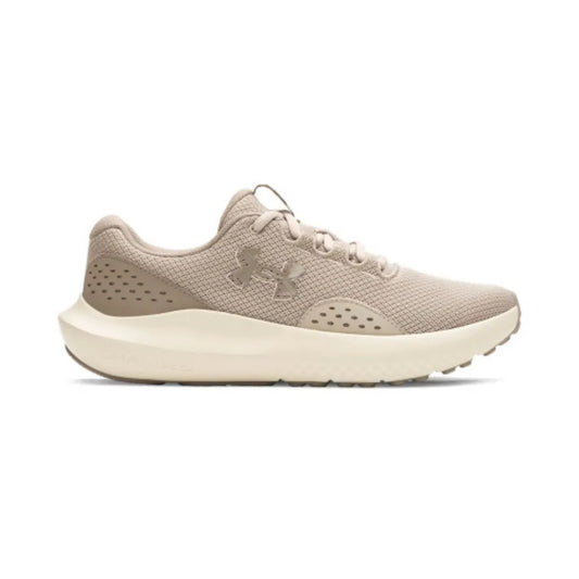 Under Armour Surge 4 Beige ανδρικό σε πλάγια θέαση, λεπτομέρεια στο mesh ύφασμα
