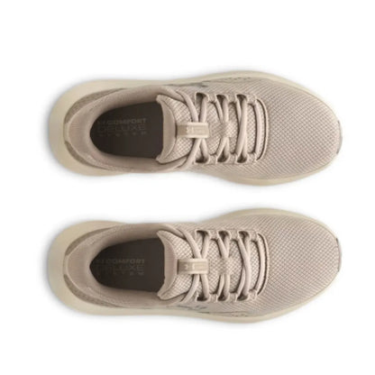 Under Armour Surge 4 Beige ανδρικό σε πάνω λήψη που αναδεικνύει το design και τα κορδόνια