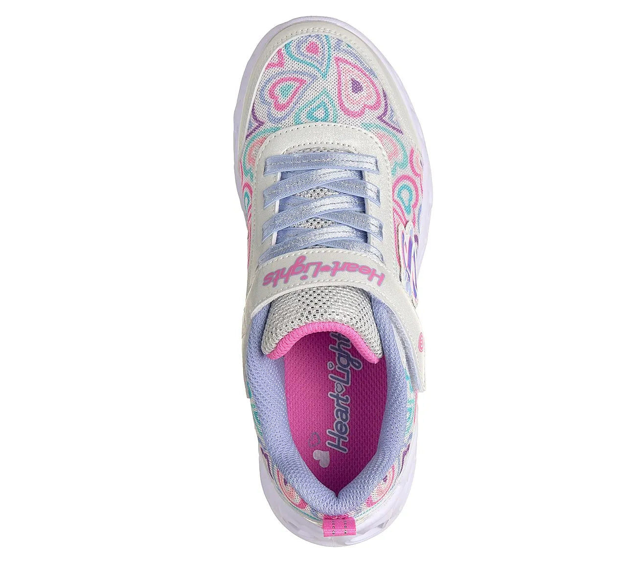 skechers s lights heart lights boogie love πάνω όψη ζευγάρι, πολύχρωμο λευκό