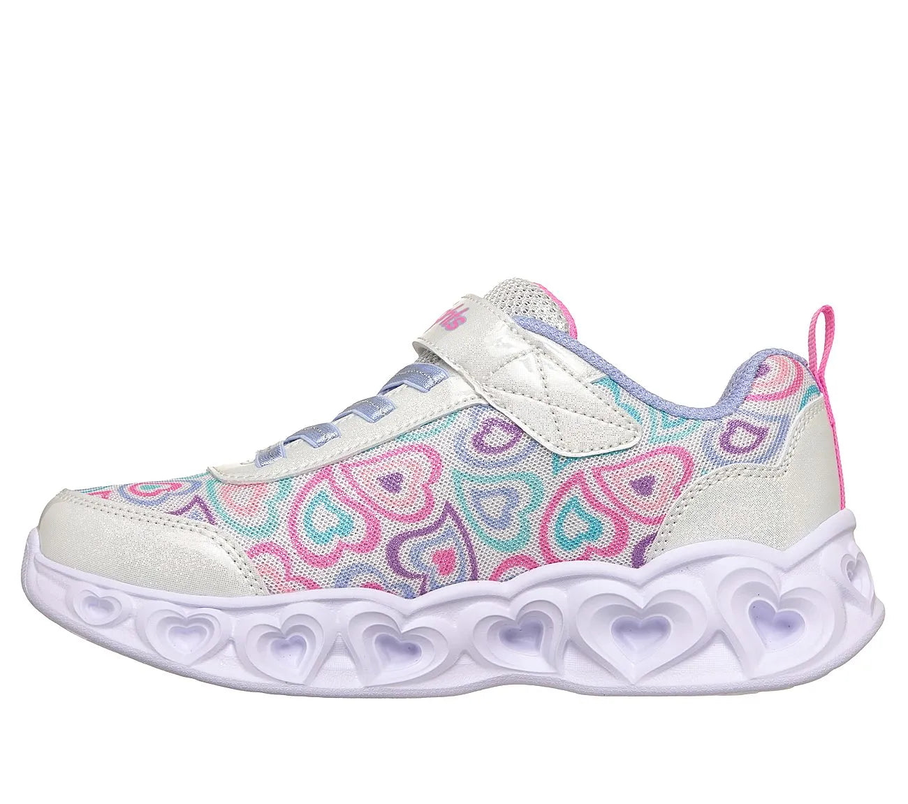 skechers s lights heart lights boogie love πλάγια όψη εσωτερική πλευρά, πολύχρωμο λευκό