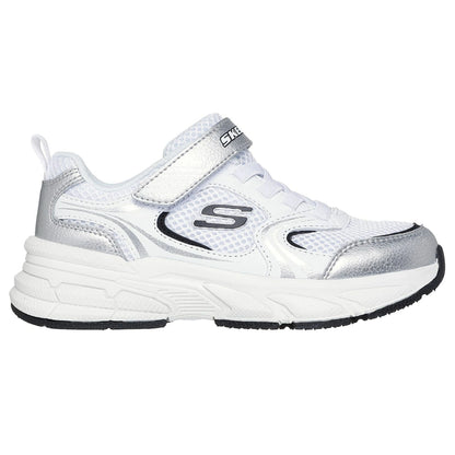 skechers retro graph πλάγια όψη εξωτερική πλευρά, λευκό/ασημί