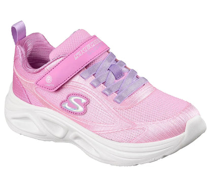 skechers s lights sola glow 2.0 dazzle steps όψη 3/4 εξωτερική πλευρά, ροζ χρώμα