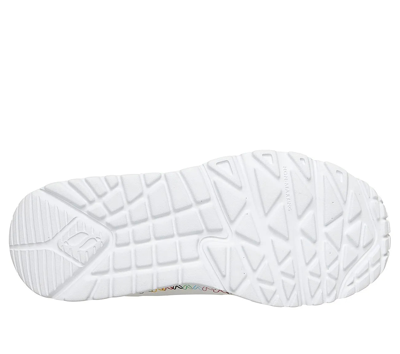 skechers jgoldcrown uno lite heart craze κάτω όψη σόλας, λευκό χρώμα