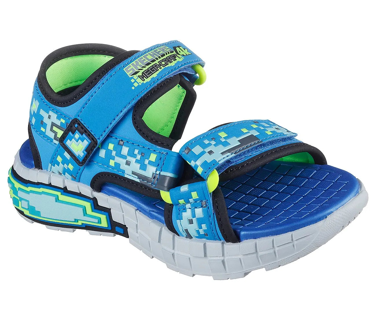 skechers mega splash 4k όψη 3/4 εξωτερική πλευρά, μπλέ χρώμα