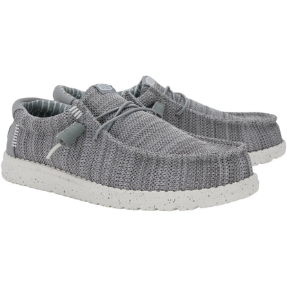 hey dude wally stretch sox γκρι ανδρικά παπούτσια όψη 3/4 εξωτερική πλευρά