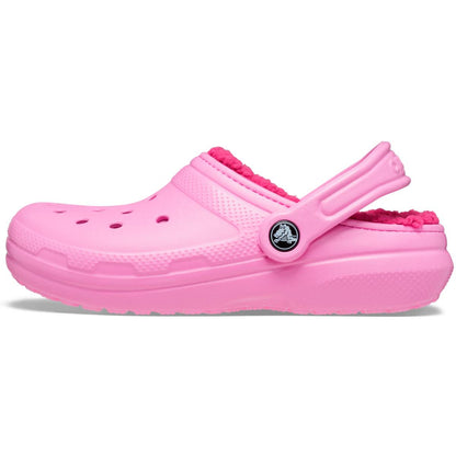 Crocs Classic Lined Clog Παιδικό Ανατομικό Σαμπό Ροζ Με Γούνα 6SW