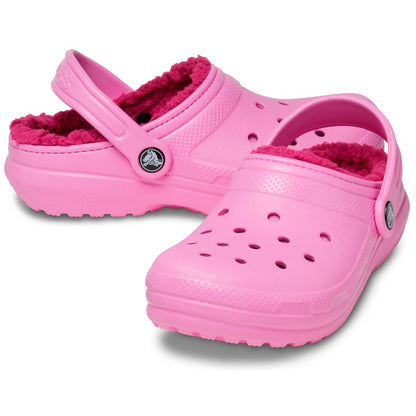 Crocs Classic Lined Clog Παιδικό Ανατομικό Σαμπό Ροζ Με Γούνα 6SW