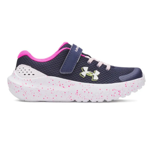 Under Armour UA GPS Surge 4 AC παιδικό αθλητικό παπούτσι μπλε-ροζ, πλάγια όψη