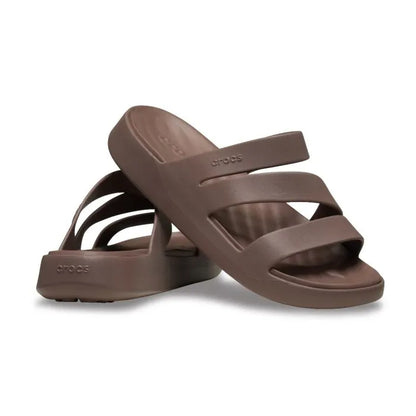 Crocs Getaway Strappy Γυναικεία Ανατομική Παντόφλα Καφέ 0LF