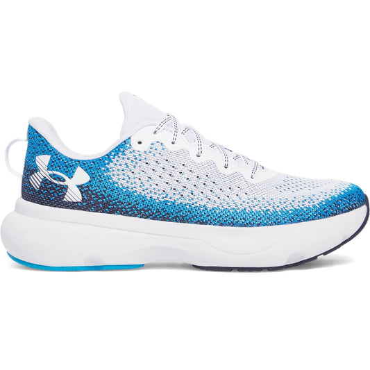 Under Armour Infinite – ανδρικό αθλητικό παπούτσι σε λευκό και μπλε χρώμα, πλευρική όψη