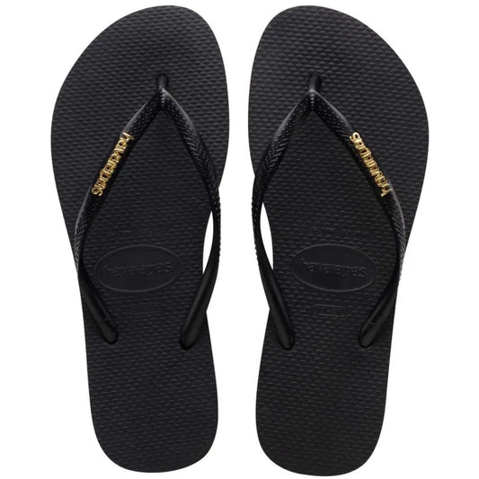 Hawaianas Slim Logo Metallic Γυναικεία Σαγιονάρα 4110875-1924 Black/Golden