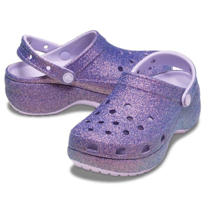 Crocs Platform Irid Glitter Clog Γυναικείο Ανατομικό Σαμπό Μωβ 5BR