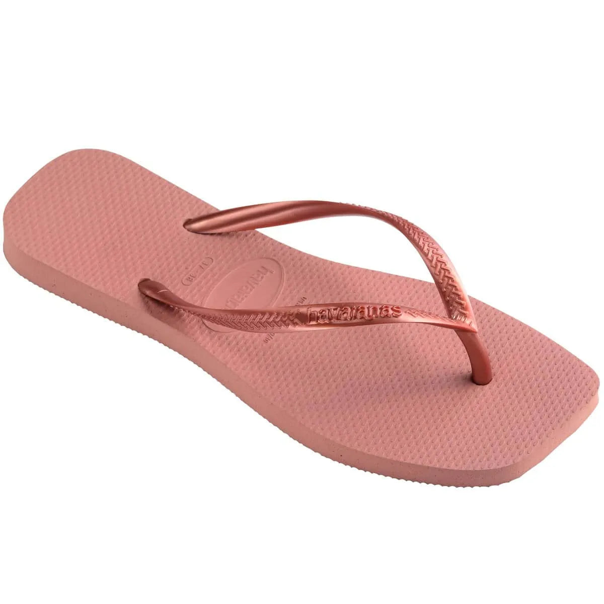  Havaianas Slim Square ροζ, λοξή πλάγια όψη με εμφανή τα λουράκια