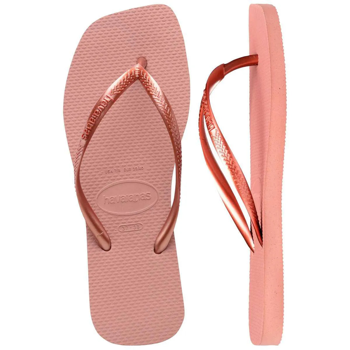  Havaianas Slim Square σε ροζ χρώμα, πλευρική όψη από πάνω