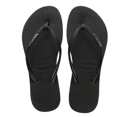 Γυναικείες σαγιονάρες Havaianas Slim Sparkle Me FC με λάμψη και λεπτό λουράκι σε μεταλλική υφή Σε λήψη από πάνω