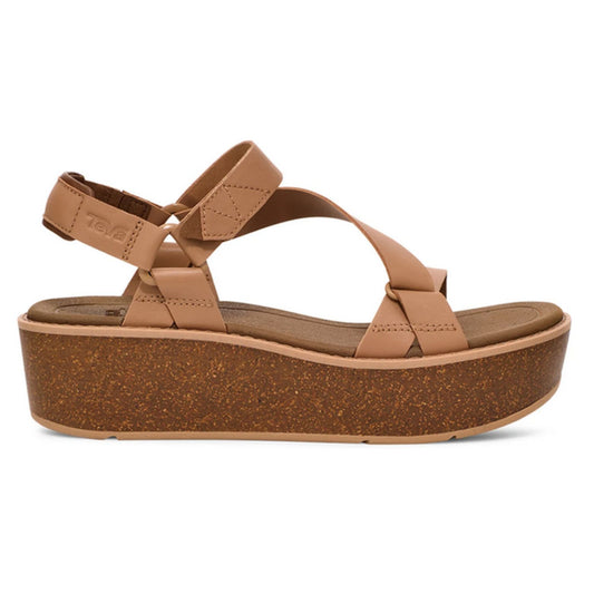 TEVA W Madera Wedge Γυναικείο Δερμάτινο Σανδάλι Καφέ