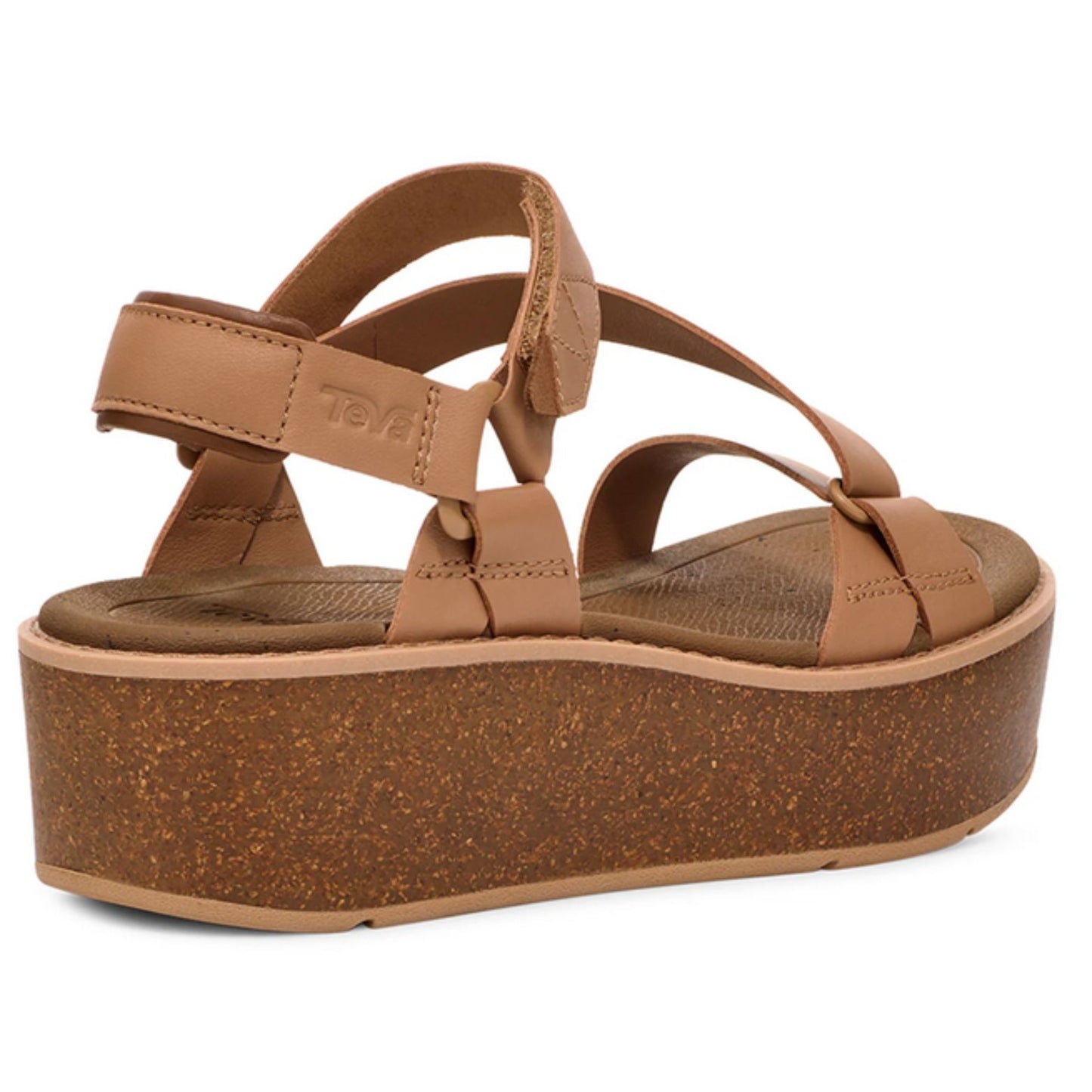 TEVA W Madera Wedge Γυναικείο Δερμάτινο Σανδάλι Καφέ