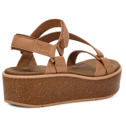 TEVA W Madera Wedge Γυναικείο Δερμάτινο Σανδάλι Καφέ