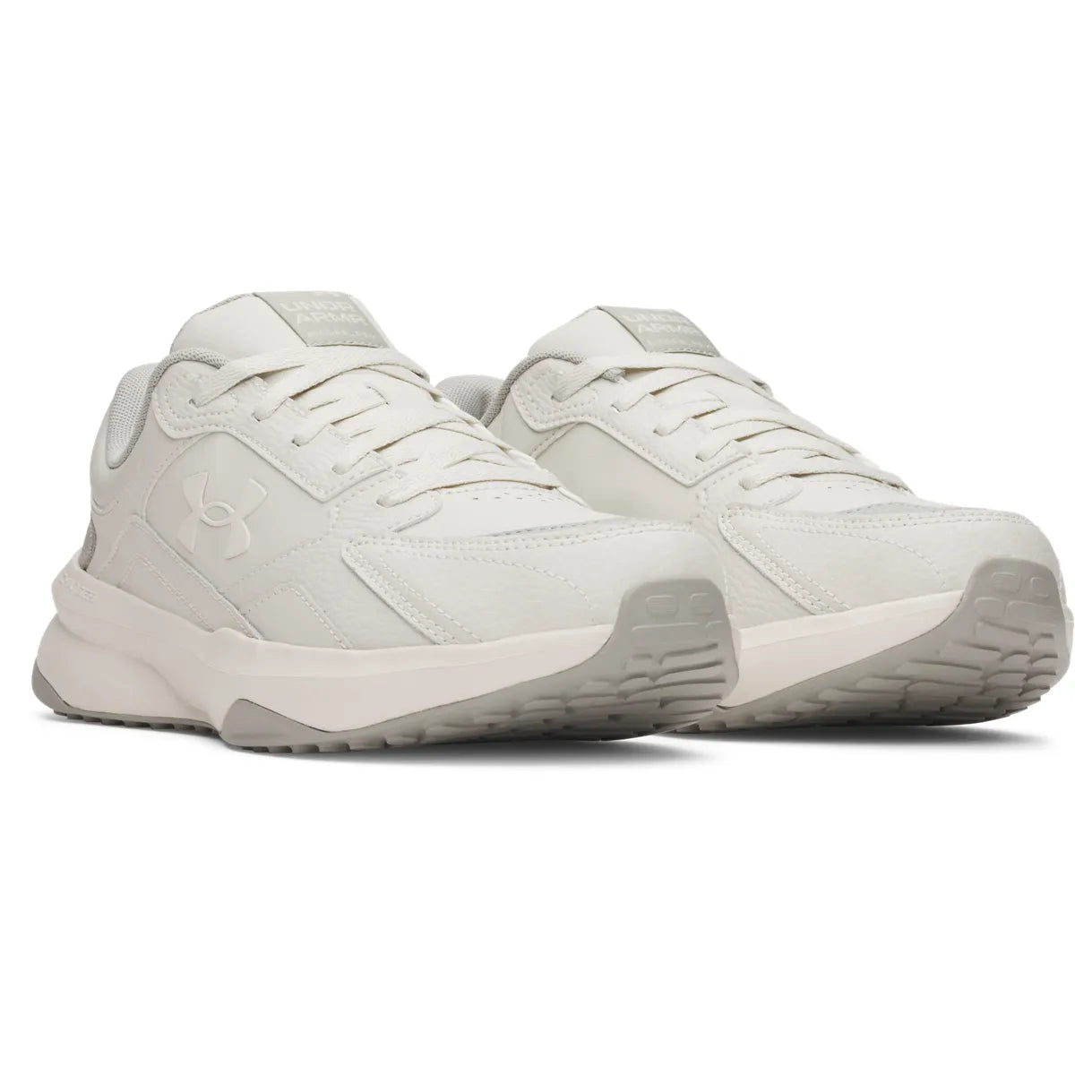 under armour edge lthr μπεζ ανδρικά sneakers όψη 3/4 εξωτερική πλευρά