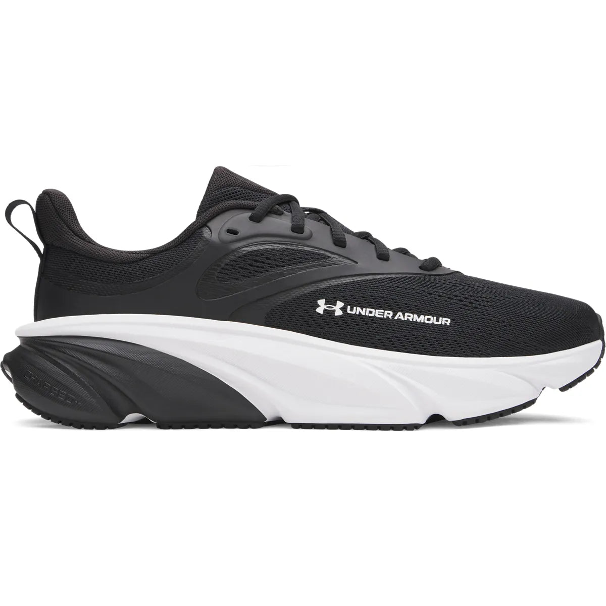 under armour rogue 6 πλάγια όψη εξωτερική πλευρά, χρώμα ασπρόμαύρο