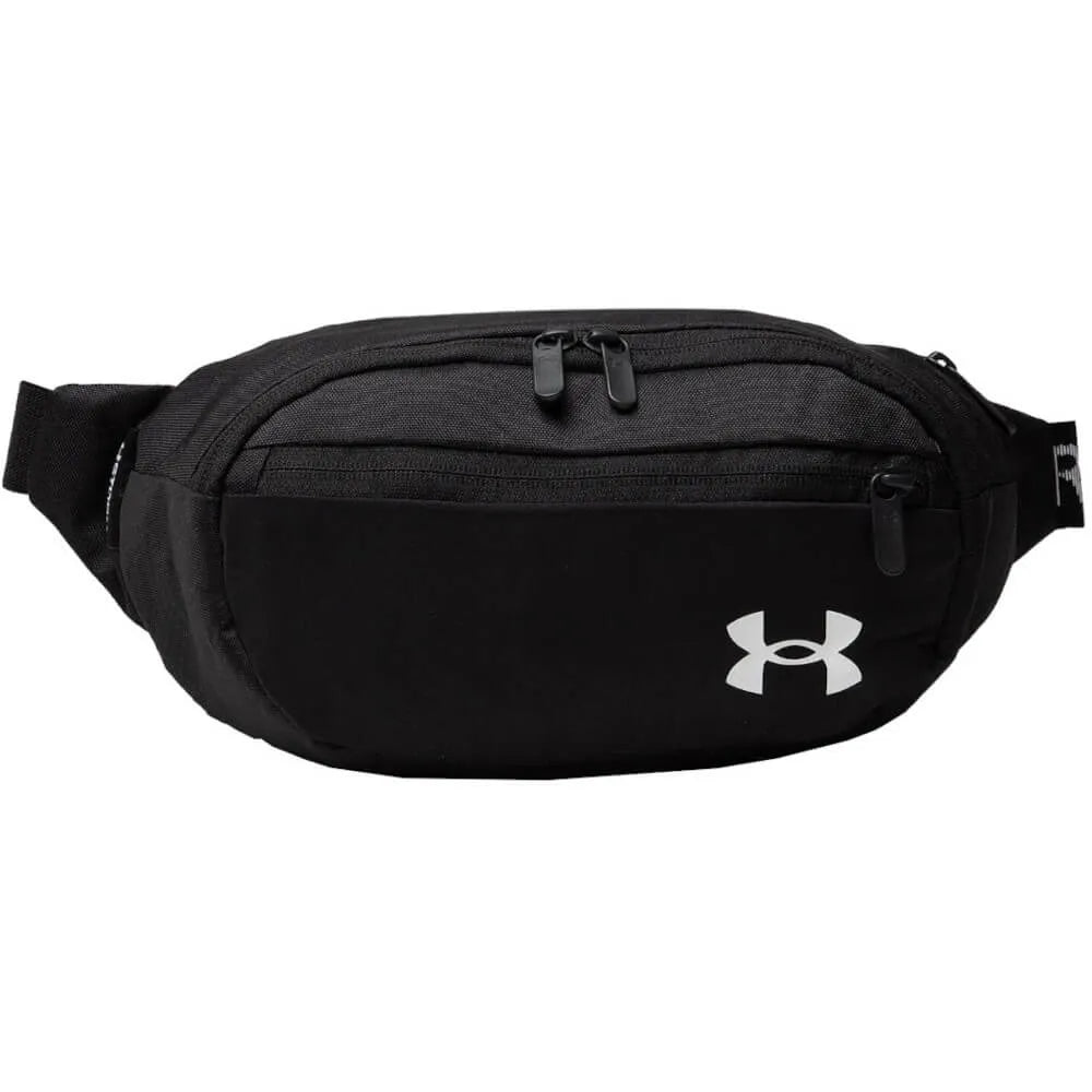 Under Armour Flex Waist Bag σε μαύρο χρώμα με εμφανές λογότυπο, μπροστινή προβολή